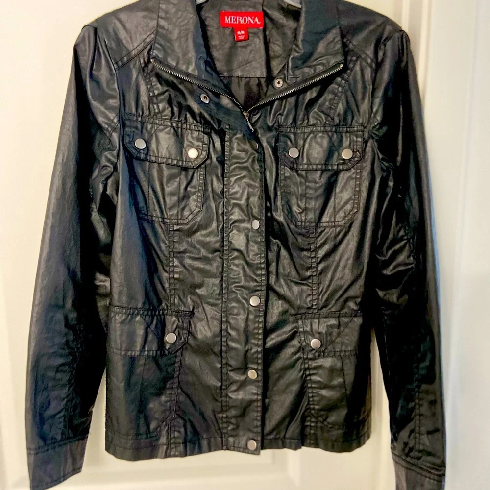 Black Moto Biker Jacket Lightweight Size Medium NWOT - Picture 1 of 8